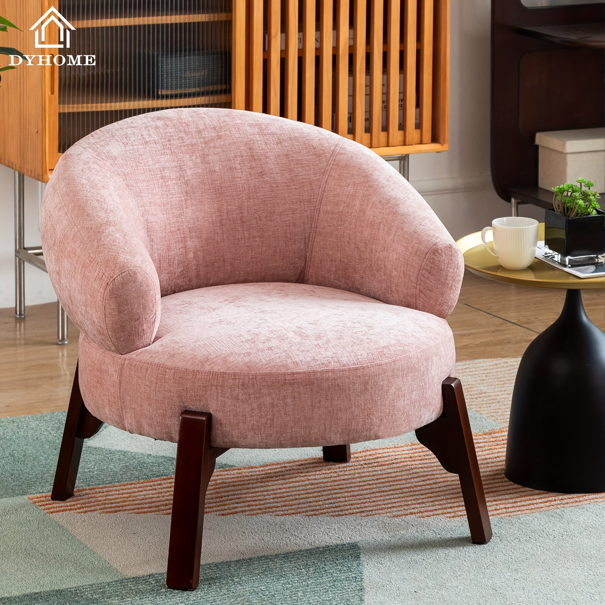 DYHOME 1pc Mid-Century Retro Modern Upholstered Lounge Chair Fabric Accent Chair Sturdy Wooden Frame Armchair, Living Room Bedroom Decoration House Of Avana