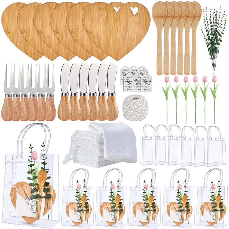 Shower Prizes for Winners 6 Sets Cheese Board Spoon Fork Butter Spreaders Plaid Towel Thank You Card and Gift Bags for Shower Wedding Bridal Shower Favors, Party Giveaways, Wedding Accessories, Elegant Favors, Charming Bridal House Of Avana