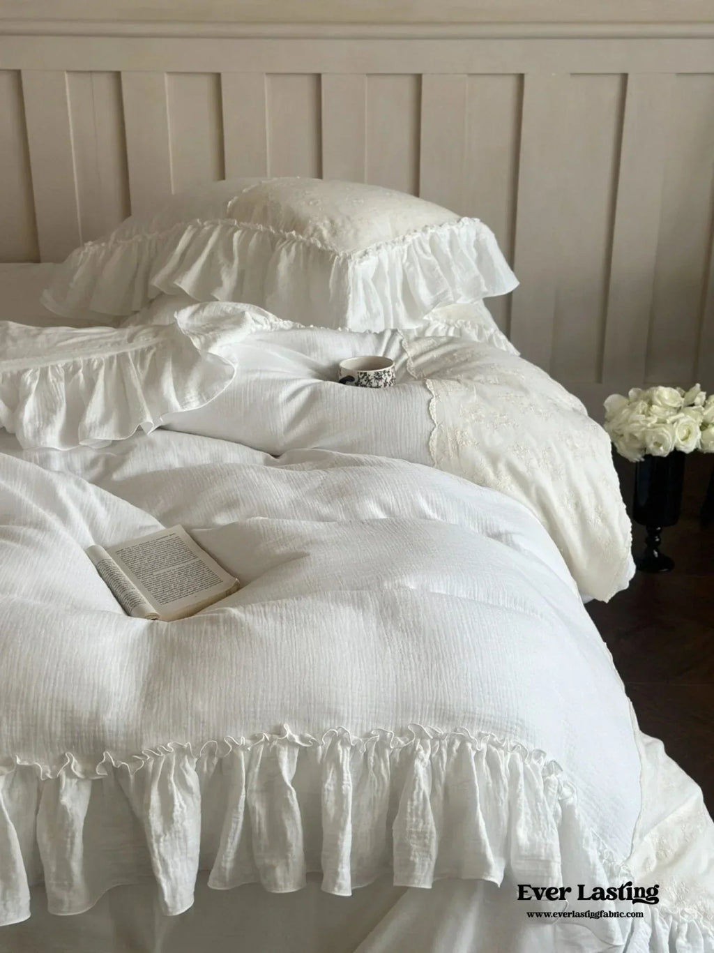 Celeste Soft Lace Embroidered Ruffle Bedding Set / Pink Ever Lasting