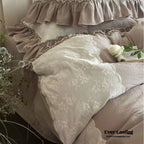 Celeste Soft Lace Embroidered Ruffle Bedding Set / Pink Ever Lasting