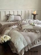 Celeste Soft Lace Embroidered Ruffle Bedding Set / Pink Ever Lasting