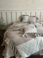 Celeste Soft Lace Embroidered Ruffle Bedding Set / Pink Ever Lasting