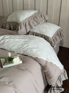 Celeste Soft Lace Embroidered Ruffle Bedding Set / Pink Ever Lasting