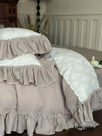 Celeste Soft Lace Embroidered Ruffle Bedding Set / Pink Ever Lasting