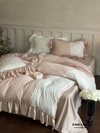 Celeste Soft Lace Embroidered Ruffle Bedding Set / Pink Ever Lasting