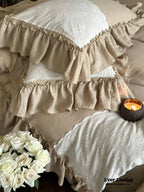 Celeste Soft Lace Embroidered Ruffle Bedding Set / Pink Ever Lasting