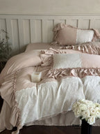 Celeste Soft Lace Embroidered Ruffle Bedding Set / Pink Ever Lasting