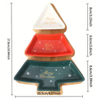 Ceramic Christmas Tree Snack Plates with Detachable Stand - House Of Avana [[SKU:HOA-XMS-030]]