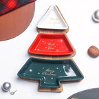 Ceramic Christmas Tree Snack Plates with Detachable Stand - House Of Avana