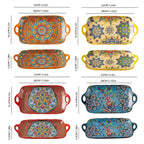 TAUFIKT Bohemian Ceramic Fish Plates, Large Rectangular Elegant Steamed Fish Plates, Durable Easy-to-Clean Space-Saving Design, for Home Kitchen and Restaurant, Set of 4, Can Be Used for Christmas Valentine's Day Thanksgiving House Of Avana