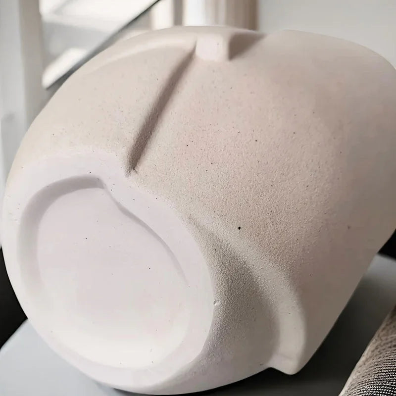 White ceramic geometric vase, modern abstract art, hydroponic cylinder - House of Avana