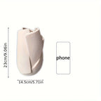 White ceramic geometric vase, modern abstract art, hydroponic cylinder - House of Avana