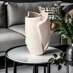 White ceramic geometric vase, modern abstract art, hydroponic cylinder - House of Avana