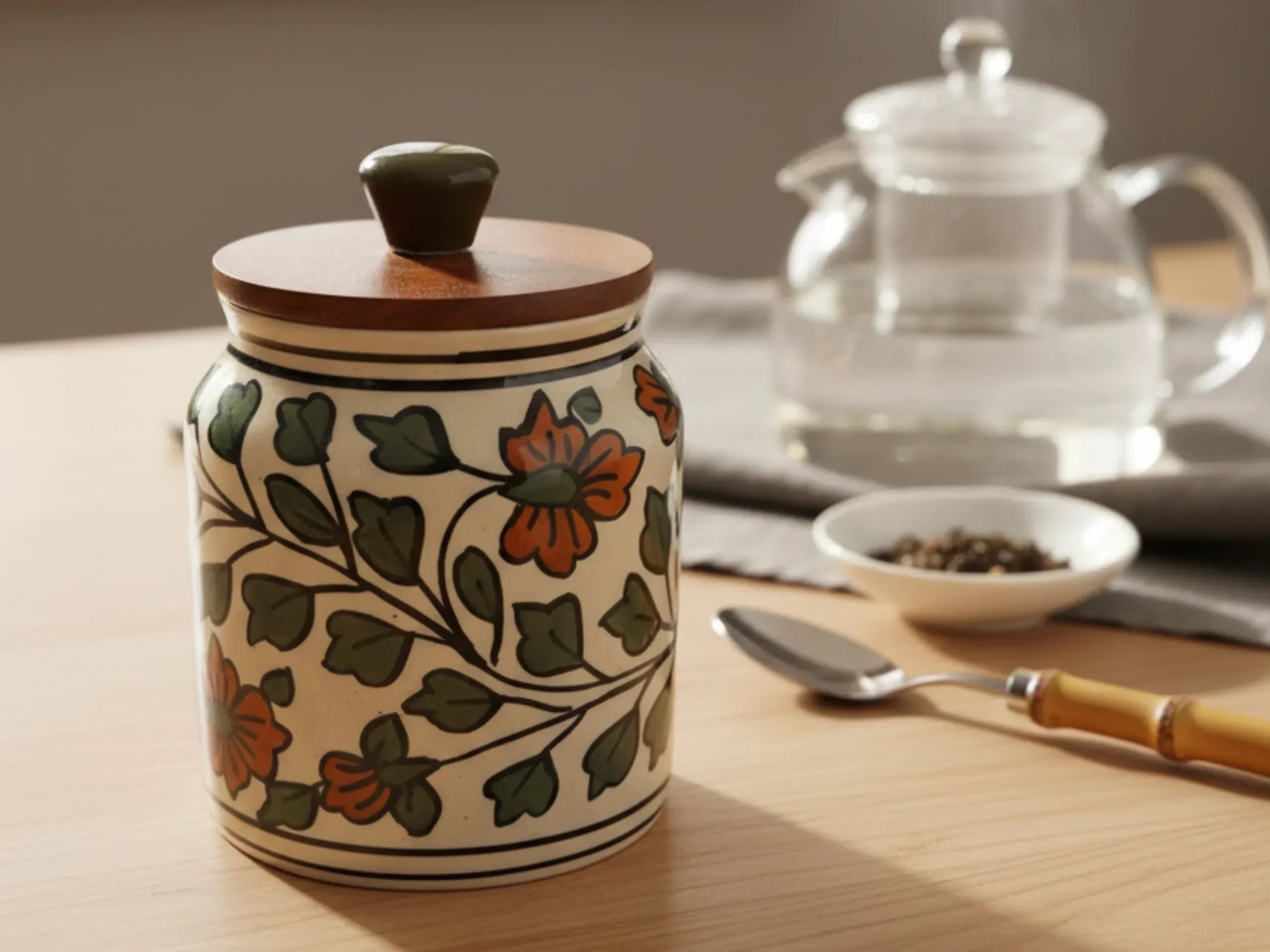 Ceramic Jars with Wooden Lids Bohozena