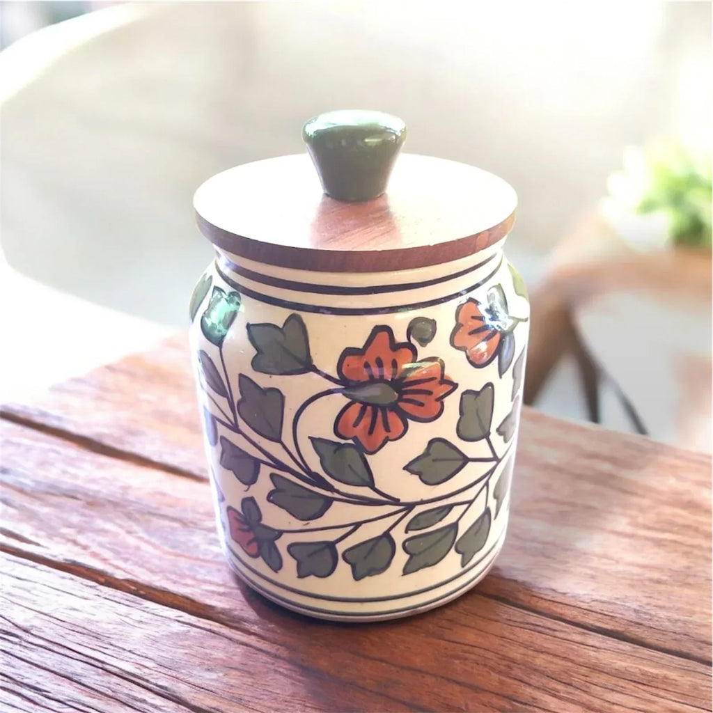Ceramic Jars with Wooden Lids Bohozena