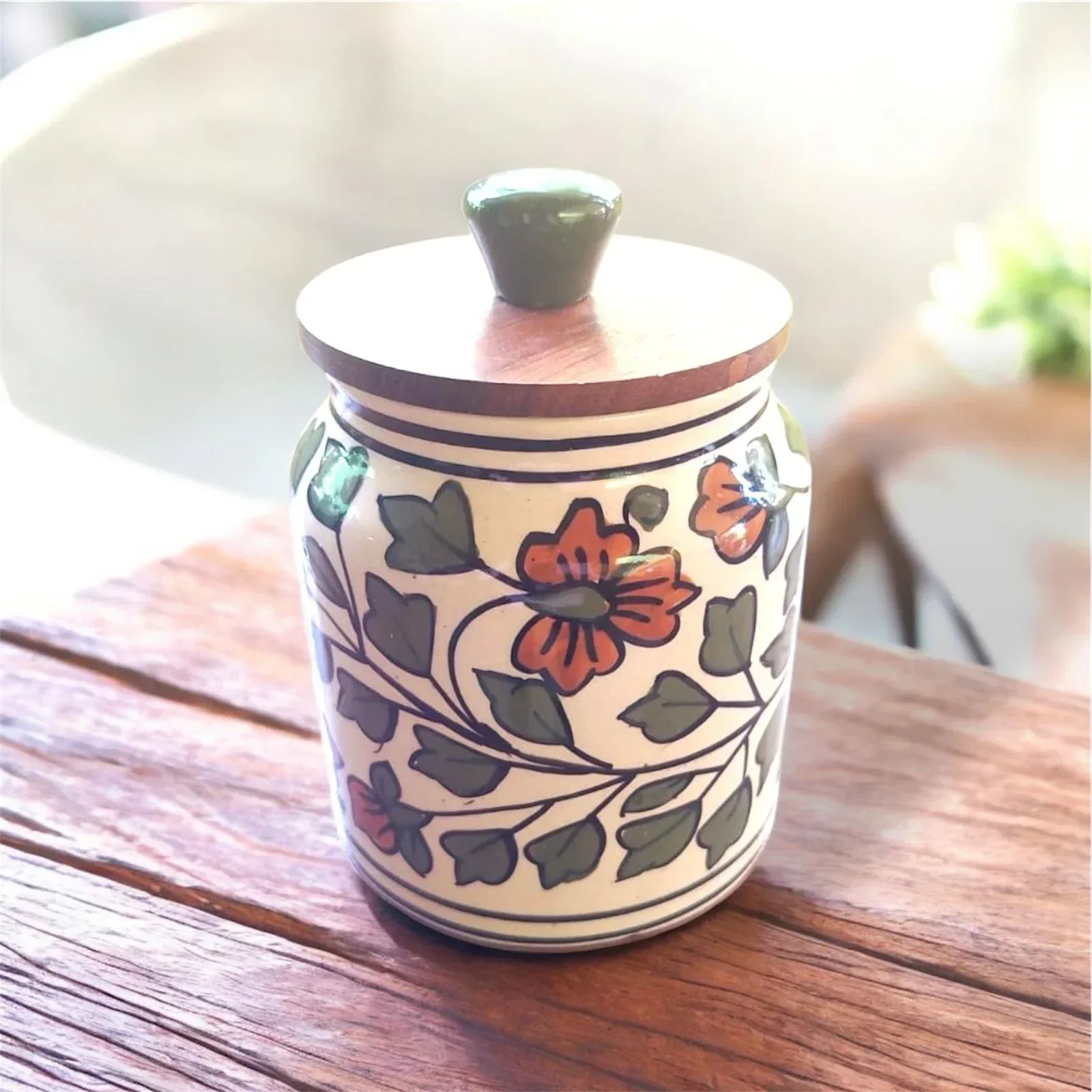 Ceramic Jars with Wooden Lids Bohozena