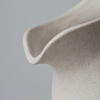 Ceramic Kettle Vase, Rustic White Cylinder Pottery with Handle, angled view - House Of Avana