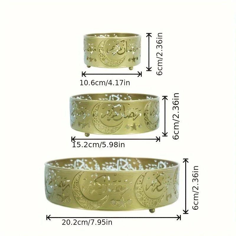 Ceramic Ramadan Serving Trays, Set of 3, Crescent & Castle Design - House Of Avana