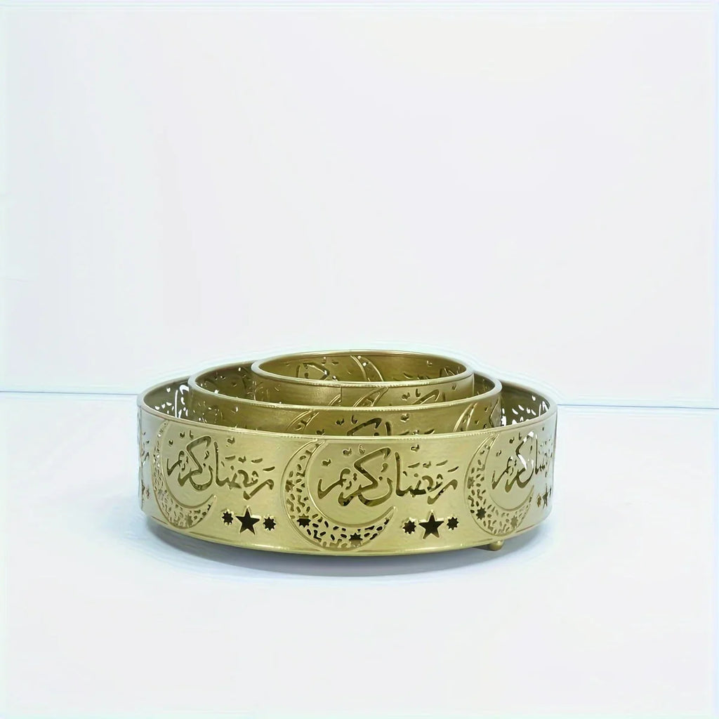 Ceramic Ramadan Serving Trays, Set of 3, Crescent & Castle Design - House Of Avana