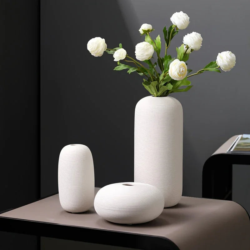 Ceramic Scandinavian Vase for Tabletop Flower Arrangement, side view - House Of Avana