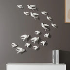 Ceramic Swallow Wall Decor Set, Contemporary Style White Bird Wall Hangings for Living Room, Bedroom, Dining Room Decor - 3D Ceramic Bird Wall Art Sculptures - House Of Avana