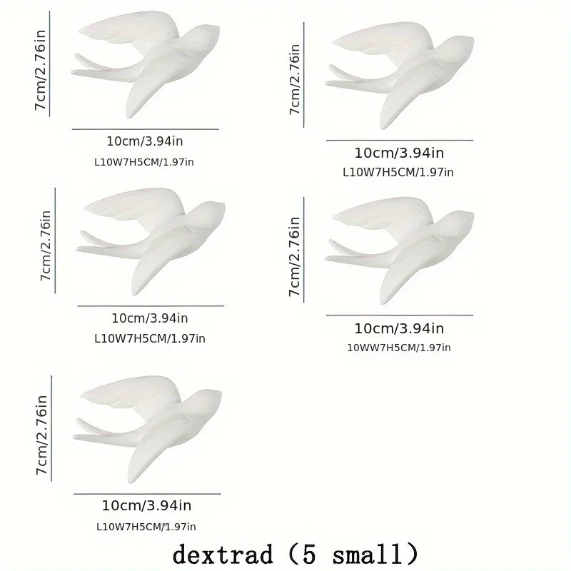 Ceramic Swallow Wall Decor Set, Contemporary Style White Bird Wall Hangings for Living Room, Bedroom, Dining Room Decor - 3D Ceramic Bird Wall Art Sculptures - House Of Avana