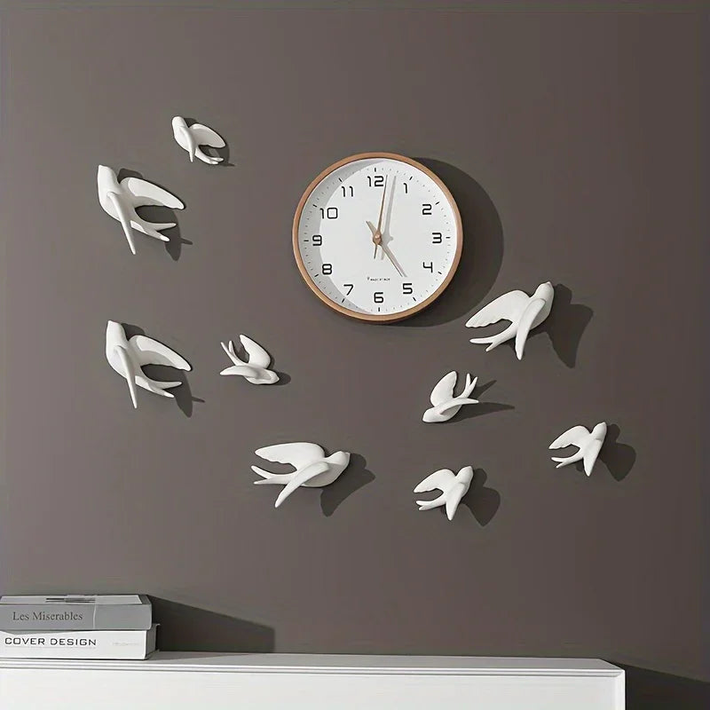 Ceramic Swallow Wall Decor Set, Contemporary Style White Bird Wall Hangings for Living Room, Bedroom, Dining Room Decor - 3D Ceramic Bird Wall Art Sculptures - House Of Avana