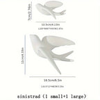 Ceramic Swallow Wall Decor Set, Contemporary Style White Bird Wall Hangings for Living Room, Bedroom, Dining Room Decor - 3D Ceramic Bird Wall Art Sculptures - House Of Avana