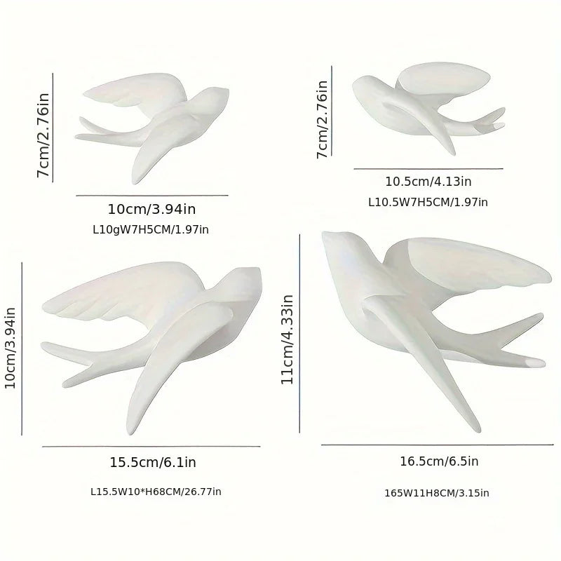 Ceramic Swallow Wall Decor Set, Contemporary Style White Bird Wall Hangings for Living Room, Bedroom, Dining Room Decor - 3D Ceramic Bird Wall Art Sculptures - House Of Avana