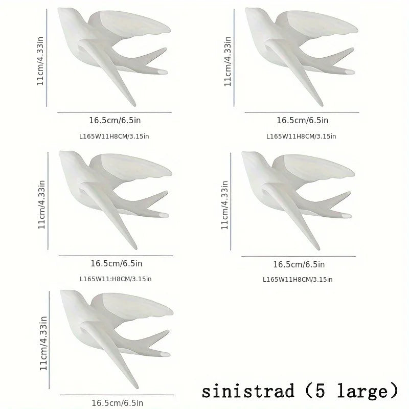 Ceramic Swallow Wall Decor Set, Contemporary Style White Bird Wall Hangings for Living Room, Bedroom, Dining Room Decor - 3D Ceramic Bird Wall Art Sculptures - House Of Avana