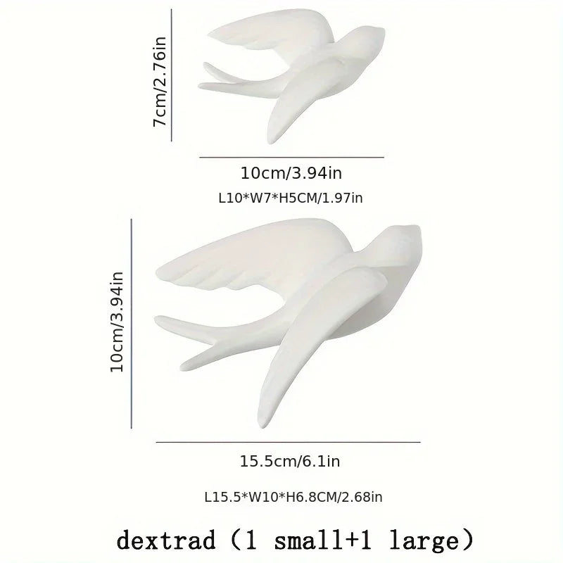 Ceramic Swallow Wall Decor Set, Contemporary Style White Bird Wall Hangings for Living Room, Bedroom, Dining Room Decor - 3D Ceramic Bird Wall Art Sculptures - House Of Avana