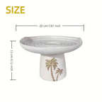 1pc Elegant & Golden Marble-like Resin Decorative Tray with Palm Tree Design - Classic Rectangular Serving Dish for Home, Office (Non-Food Contact), Ramadan Eid Al-fitr Gift - Luxury Table Centerpiece, Office Decoration, Styl House Of Avana [[SKU:HOA-SRV-008]]