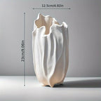 White ceramic vase, textured surface, elegant floral design - House of Avana