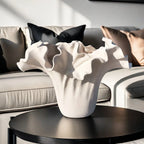 Ceramic vase with rough exterior, standalone decorative piece - House of Avana