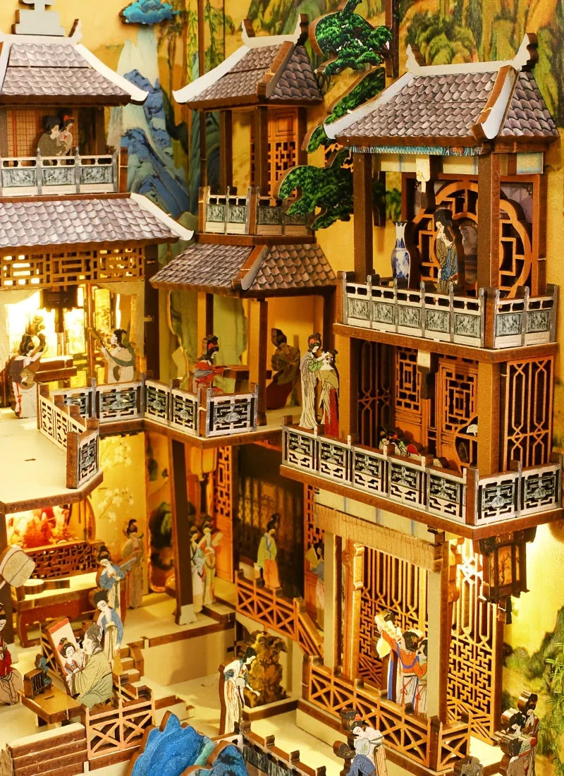 Ceramic Han Palace Miniature Architecture Vintage Style Building Decoration - House Of Avana