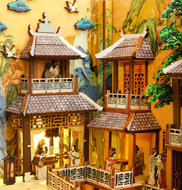 Ceramic Han Palace Miniature Architecture Vintage Style Building Decoration - House Of Avana