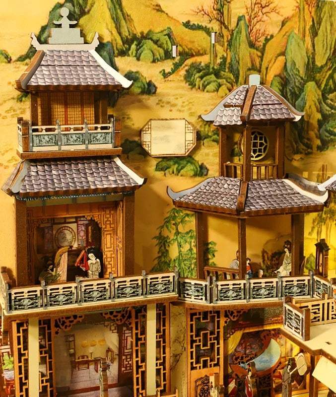 Ceramic Han Palace Miniature Architecture Vintage Style Building Decoration - House Of Avana