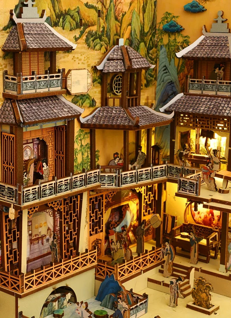 Ceramic Han Palace Miniature Architecture Vintage Style Building Decoration - House Of Avana