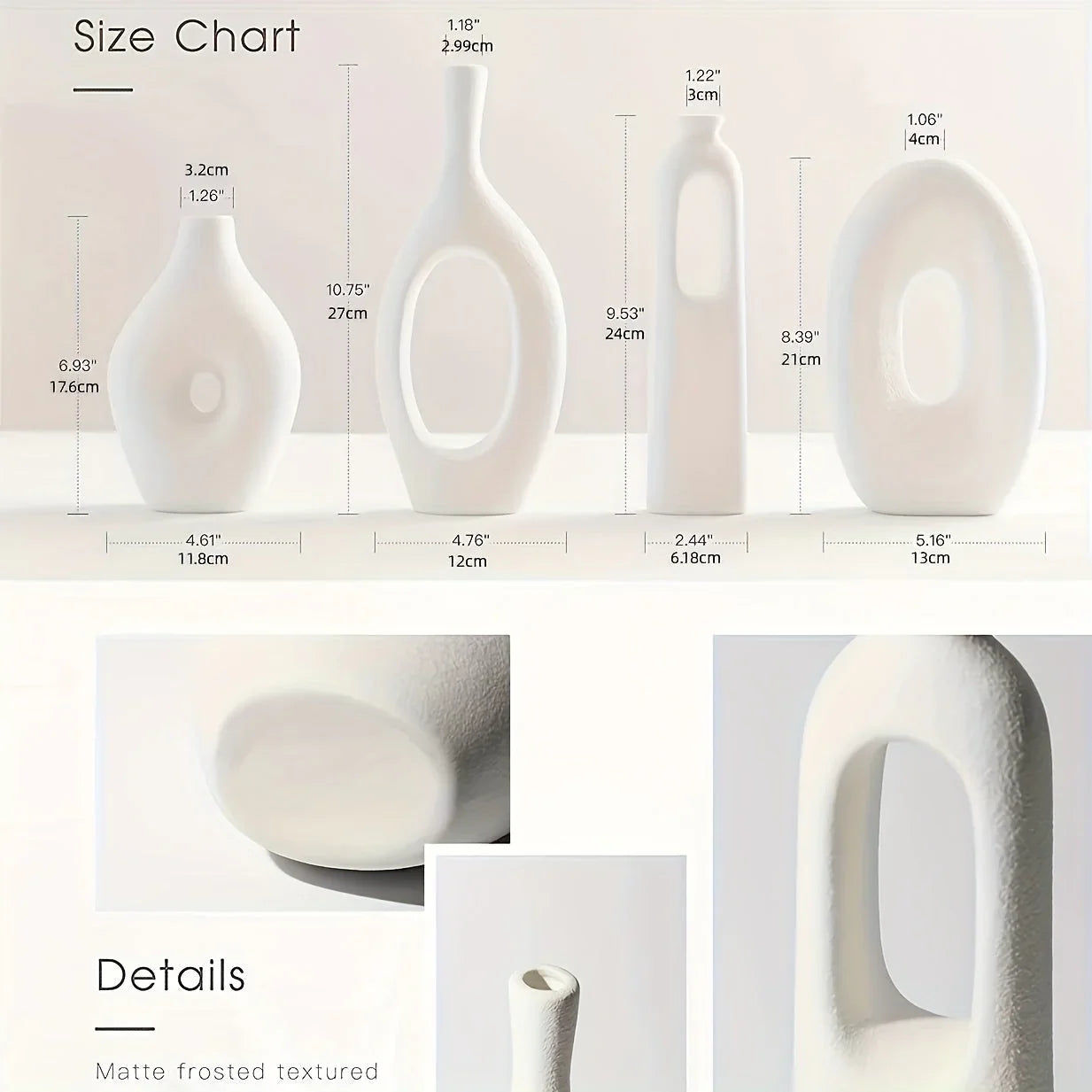 4 pcs White Ceramic Vases for Wedding & Home Decor - House Of Avana