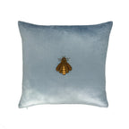 Cerulean Bee Silk Velvet Throw Pillow Cover X 20, front view - House Of Avana