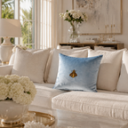 Cerulean Bee Silk Velvet Throw Pillow Cover 20 X 20