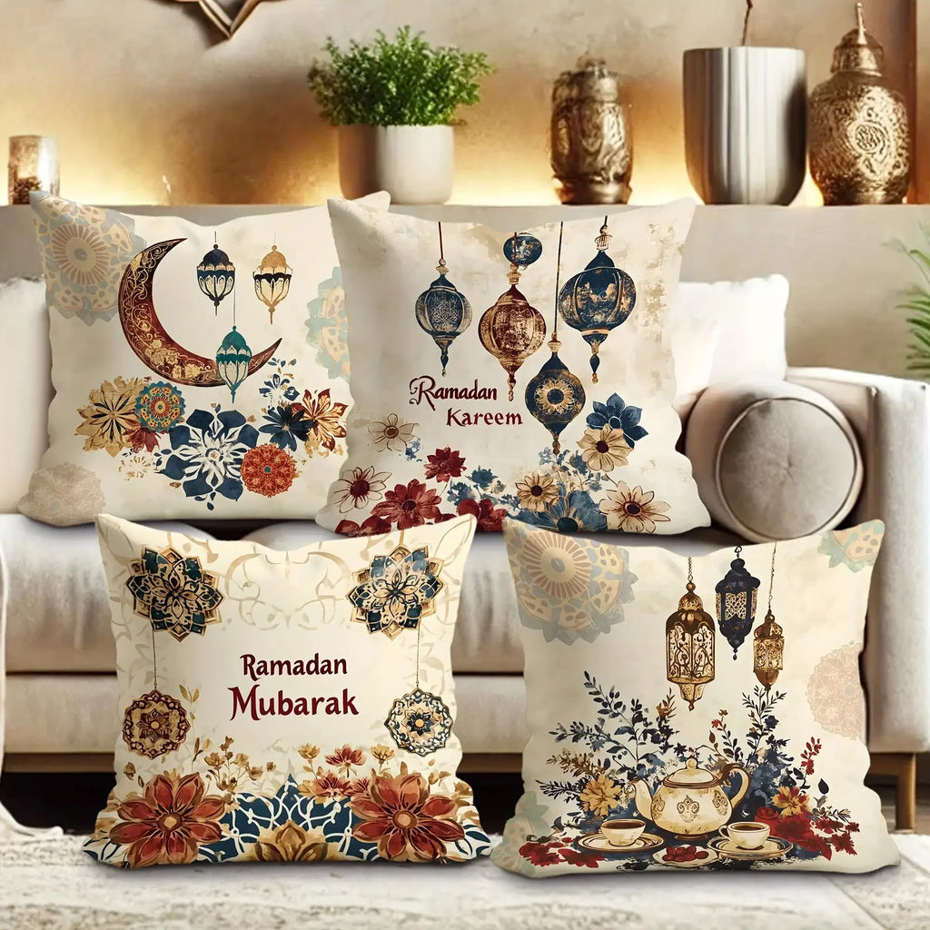 Fabric Pillow Covers - Traditional Ramadan Red/Blue/Golden
