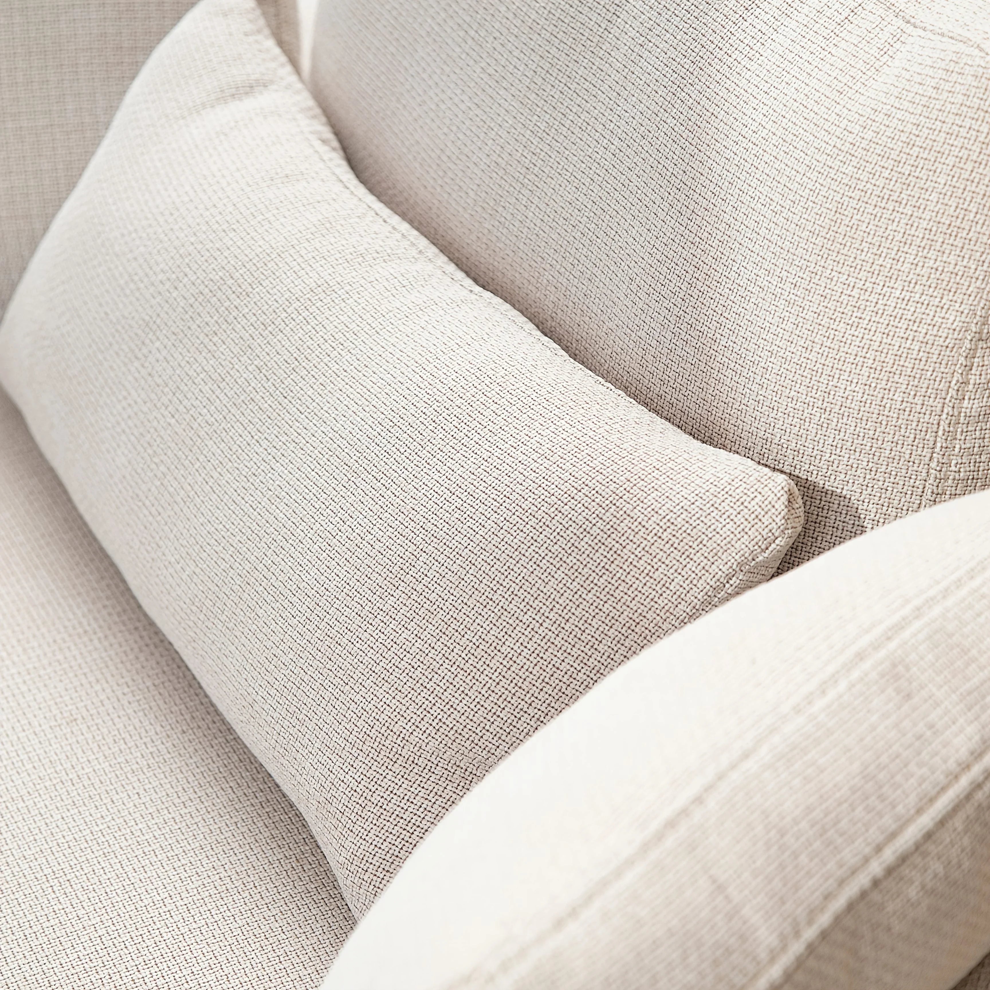 Linen Upholstered Chair with Storage Ottoman and Wooden Legs, in-use display - House Of Avana