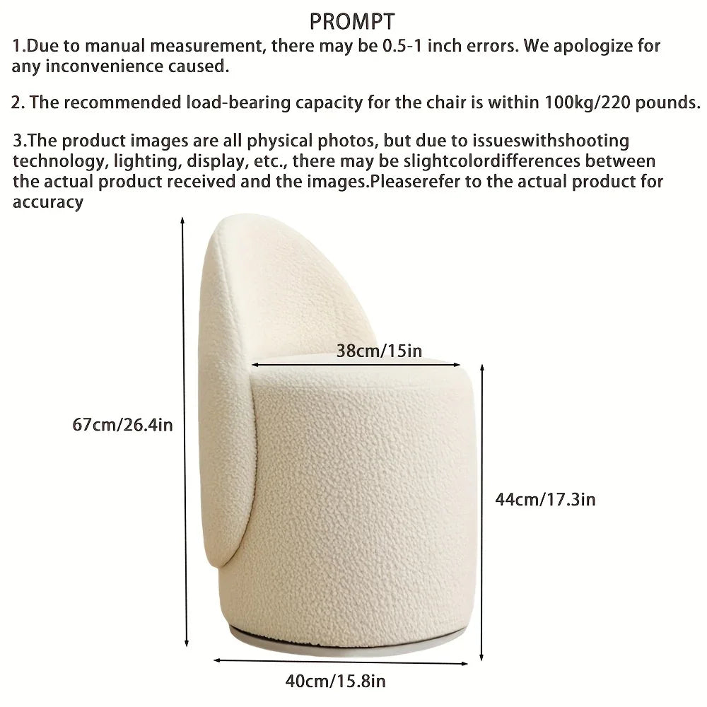 , Round Dressing Stool, Curved Backrest, Comfortable and Soft, Modern Bedroom Dressing Chair, Suitable... - House Of Avana