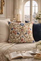 Chantilly Embroidered Linen Throw Pillow Cover 18 X 18