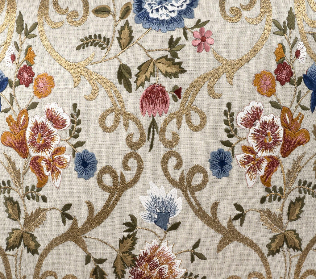 Chantilly Embroidered Linen Throw Pillow Cover 18 X 18