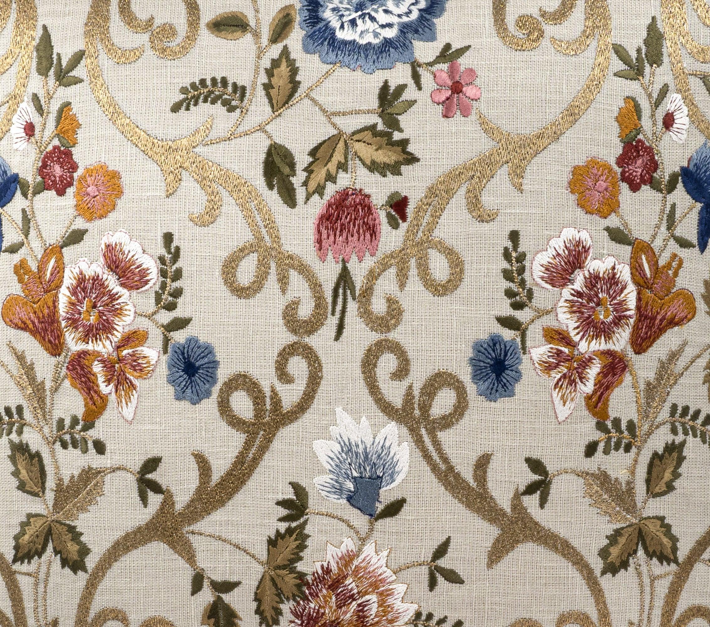 Chantilly Embroidered Linen Throw Pillow Cover 18 X 18