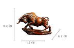 Charging Bull Figurine Boxwood Decorative Hand Carved Art - House Of Avana