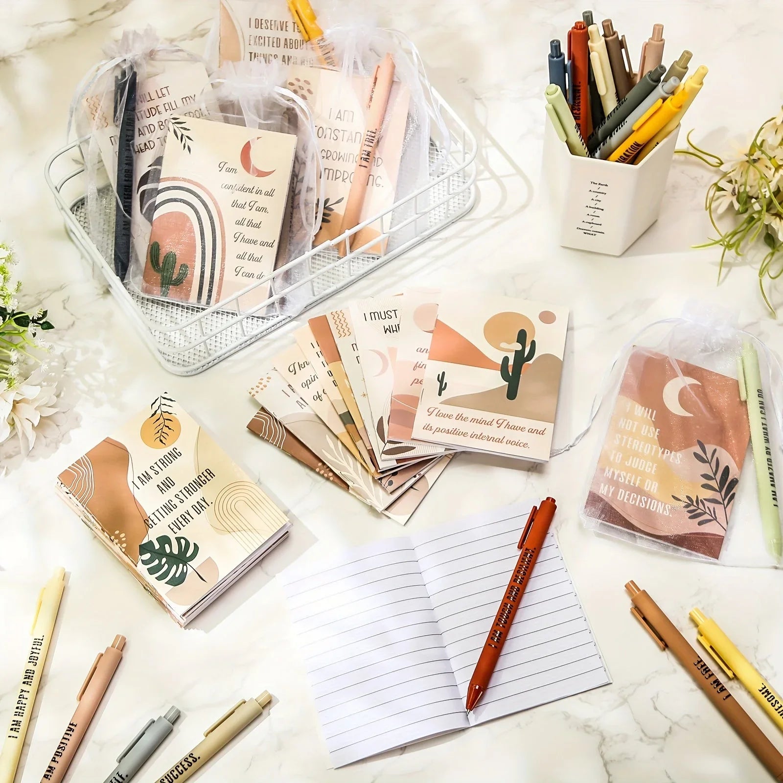 48pcs Positive Affirmation Gift Set Gratitude Notebooks with Pens Small Bags Motivational Encouragement Notepads Daily Affirmations Journal for Women House Of Avana