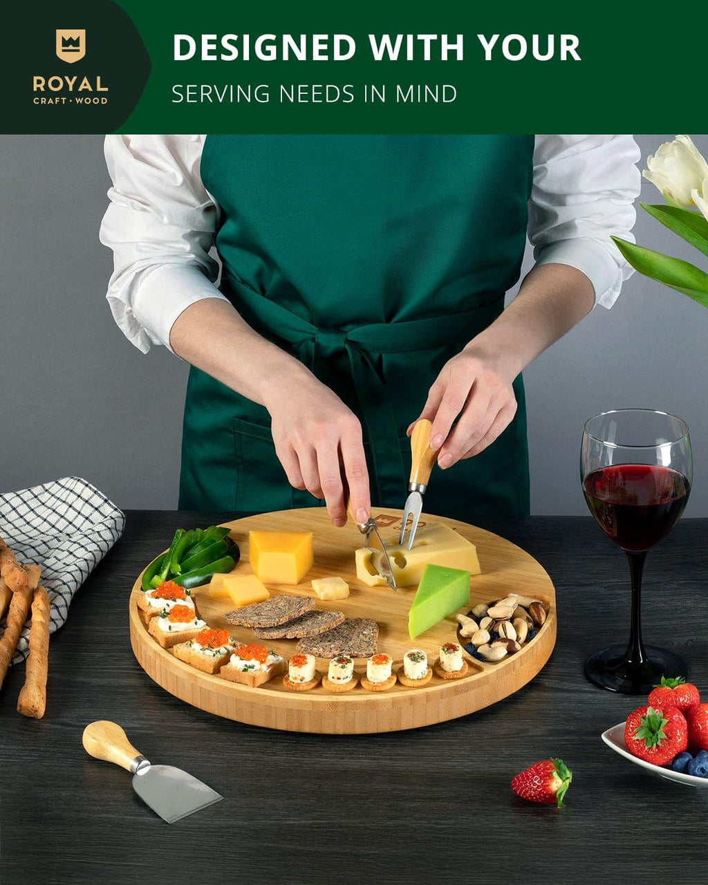Cheese Board, Round Royal Craft Wood